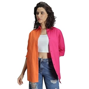 high star women oversized spread collar classic opaque casual shirt cotton
