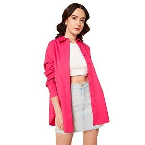 high star women oversized spread collar classic opaque casual shirt cotton