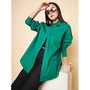 high star women oversized spread collar classic opaque casual shirt cotton