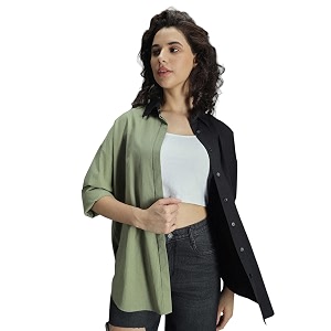 high star women oversized spread collar classic opaque casual shirt cotton