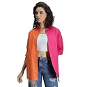High Star Women Oversized Spread Collar Classic Opaque Casual Shirt, Cotton
