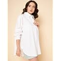 High Star Women Oversized Spread Collar Classic Opaque Casual Shirt, Cotton