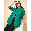 High Star Women Oversized Spread Collar Classic Opaque Casual Shirt, Cotton