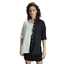 High Star Women Oversized Spread Collar Classic Opaque Casual Shirt, Cotton