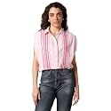 High Star Women Relaxed Fit Spread Collar Cap Sleeves Embroidered Shirts 50
