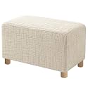 High Stretch Ottoman Cover Rectangular (Small, Beige