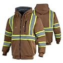 High Vis Hoodie for Men Sherpa Fleece Safety Sweatshirt Reflective Jacket