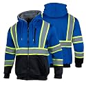 High Vis Hoodie for Men Sherpa Fleece Safety Sweatshirt Reflective Jacket