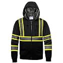 High visibility Hoodie for Men,Class3 Hi Vis Hoodie,Fleece Lined Reflective Hooded,Construction work Hi-Vis Safety Sweatshirt,Black 2XL