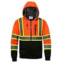 High visibility Hoodie for Men,Class3 Hi Vis Hoodie,Fleece Lined Reflective Hooded,Construction work Hi-Vis Safety Sweatshirt,Black Bottom Orange 6XL