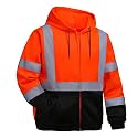 High visibility Hoodie for Men,Class3 Hi Vis Hoodie with Zipper,Reflective Hooded Hood,Construction work Safety Sweatshirt with Large front Pocket for Men/Women Black Bottom Medium
