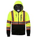 High visibility Hoodie for Men,Class3 Hi Vis Hoodie,Fleece Lined Reflective Hooded,Construction work Hi-Vis Safety Sweatshirt,Black Bottom Lime 3XL