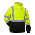 High Visibility Hoodie For Men, Safety Class 3 Hi Vis Hoodie,Construction Work Sweatshirt,Reflective Hooded Sweatshirt, With Extra large Pocket(3XL)