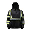 High Visibility Pullover for Men/Women, Class 3 Hi Vis Reflective Hoodie with Large Front Pocket, BLACK, Small