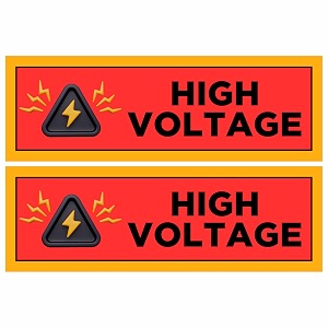 high voltage warning sign sticker board 205 x 7 cm  peel amp stick or screw fix  safety sign for electrical area  pack of 2 high voltage small - 205 x 7 cm