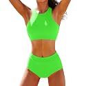 Womens High Waisted Bikinis Set Two Sporty Tummy Control Bathing Suit