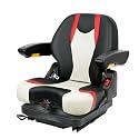 Highback Low Suspension Tractor Seat,Adjustable Backrest and Slide Rails Forklift Seat,Adjustable Armrests Shock Absorber Heavy Duty Seat for Toro Mower Excavator Harvester,Multicolor