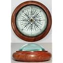 HIGHBIX Half Moon Optical Illusion Desk Paper Weight Compass Wooden Solid Lens Nautical Compass
