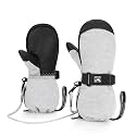 HIGHCAMP Kids Waterproof Snow Ski Gloves w/Zipper &amp; String on Long Cuff Cold Weather Mitten for Toddler &amp; Youth Boys Girls
