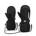 HIGHCAMP Kids Waterproof Snow Ski Gloves w/Zipper &amp; String on Long Cuff Cold Weather Mitten for Toddler &amp; Youth Boys Girls