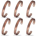 Highergo 6 Pcs Copper Magnetic Bracelet for Women Adjustable, Flower
