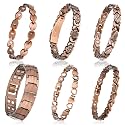 Highergo 6 Pcs Copper Magnetic Bracelet for Women Adjustable, Retro