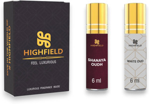 highfield shanaya oudh  white oud attar combo pack for men  women  6ml each pack of 2 floral attar agarwood woody