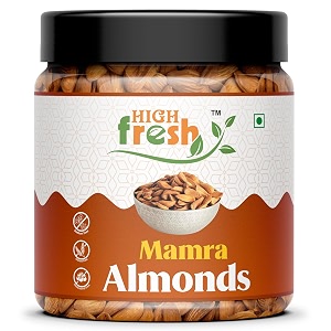 highfresh premium mamra almonds 250 gm  premium badam giri  high in fiber amp boost immunity  whole natural badam  hygienically packed  healthy snacks for adults amp kids jar pack