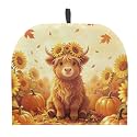 Highland Cattle Tea Cozy for Teapot,Fall Pumpkin Sunflower Print Insulated Love Heart Kettle Cover for Thanksgiving Home Decorative Dust Cover for Kitchen Accessory
