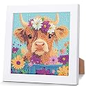 Highland Cow Diamond Art Painting Kits for Kids with Frame Ages 4-8-12