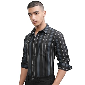 Highlander Mens Striped Slim Fit Shirt