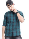 HIGHLANDER Men Checkered Casual Blue Shirt