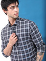 HIGHLANDER Men Checkered Casual Blue, White Shirt