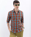 HIGHLANDER Men Checkered Casual Brown Shirt