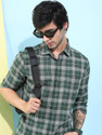 HIGHLANDER Men Checkered Casual Green Shirt