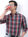 HIGHLANDER Men Checkered Casual Grey Shirt