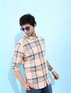 highlander men checkered casual multicolor shirt