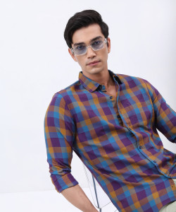 highlander men checkered casual multicolor shirt