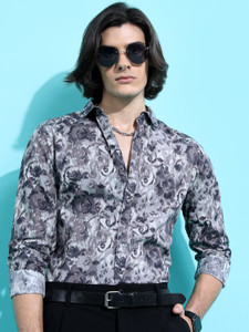 HIGHLANDER Men Printed Casual Grey White Blue