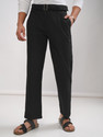 HIGHLANDER Men Relaxed Black Cotton Blend Trousers