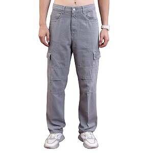 Highlander Mens Regular Fit Cargo Pocket Jeans