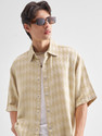 HIGHLANDER Men Self Design Casual Beige Shirt