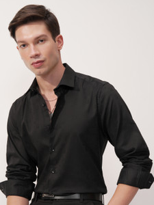 HIGHLANDER Men Self Design Casual Black Shirt