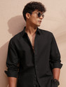 HIGHLANDER Men Self Design Casual Black Shirt