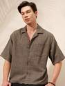 HIGHLANDER Men Self Design Casual Brown Shirt