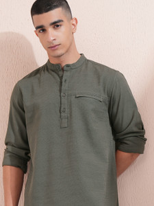 HIGHLANDER Men Self Design Casual Green Shirt