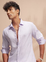 HIGHLANDER Men Self Design Casual Purple Shirt