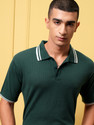 HIGHLANDER Men Self Design Polo Neck Cotton