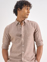 HIGHLANDER Men Solid Casual Beige Shirt
