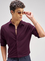 HIGHLANDER Men Solid Casual Maroon Shirt
